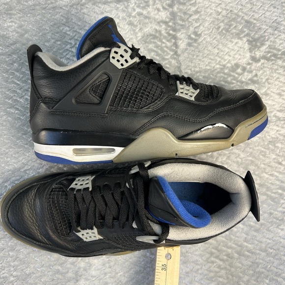 Men's Nike Air Jordan Retro 4 'Motorsport Alternate' 308497-006 Black Blue Sz 10 - Picture 4 of 12